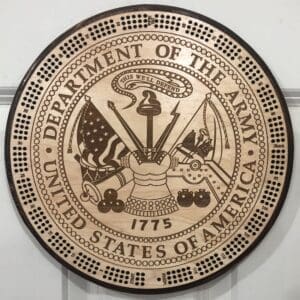 United States Army Cribbage Board | 3-Track, 120-Point Round Game with Pegs & Cards