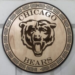 Chicago Bears Cribbage Board | 3-Track, 120-Point Round Game with Pegs & Cards