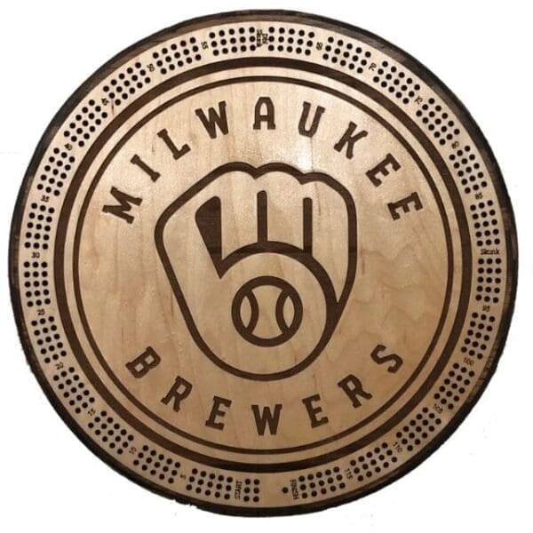 Milwaukee Brewers Cribbage Board | 3-Track, 120-Point Round Game with Pegs & Cards