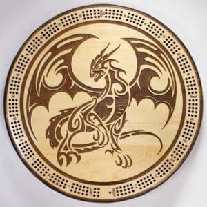 Tribal Dragon Cribbage Board | 3-Track, 120-Point Round Game with Pegs & Cards
