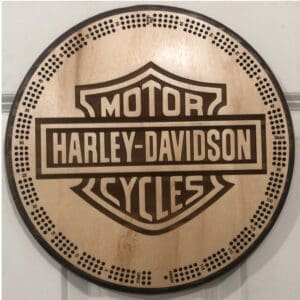 Harley Davidson Motorcycles Cribbage Board | 3-Track, 120-Point Round Game with Pegs & Cards