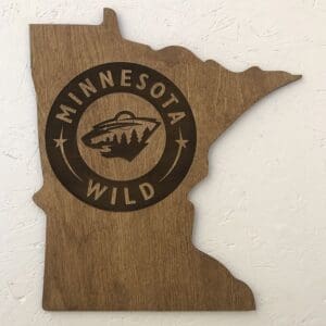 Minnesota Wild logo on MN State Cut out