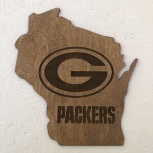 Green Bay Packers logo on WI State Cut
  out