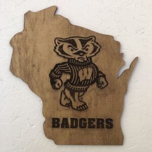Wisconsin Badgers logo on WI State Cut
  out
