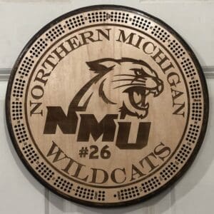NMU Wildcats Cribbage Board | 3-Track, 120-Point Round Game with Pegs & Cards