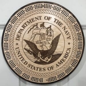 NAVY Cribbage Board | 3-Track, 120-Point Round Game with Pegs & Cards