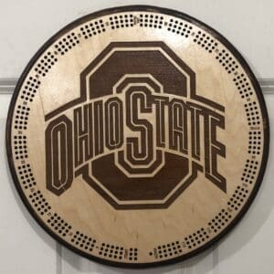 Ohio State Cribbage Board | 3-Track, 120-Point Round Game with Pegs & Cards