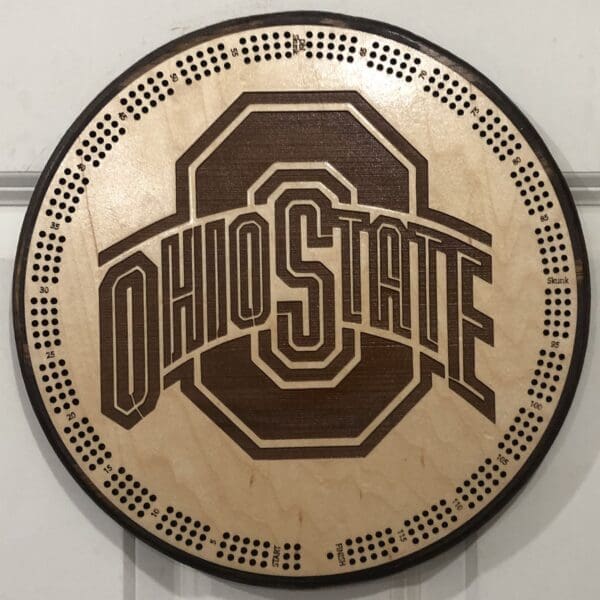 Ohio State Cribbage Board | 3-Track, 120-Point Round Game with Pegs & Cards