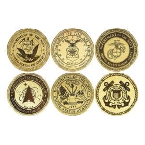 18in 6pc. Official United States Military  Branch Emblem Plaque Set (Natural Backer)
