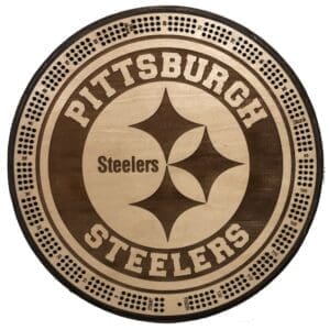 Pittsburgh Steelers Cribbage Board | 3-Track, 120-Point Round Game with Pegs & Cards