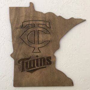 Minnesota Twins logo on MN State Cut out