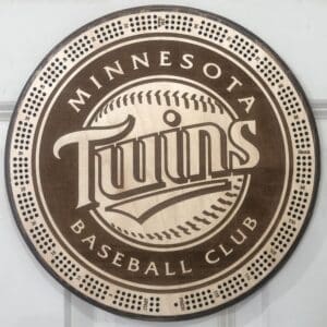 MN Twins Baseball Cribbage Board | 3-Track, 120-Point Round Game with Pegs & Cards