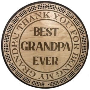 "Best Grandpa Ever" "Thank  you for being my Grandpa" Cribbage Board | 3-Track, 120-Point Round Game with Pegs & Cards