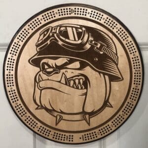 Fighting Bulldog Cribbage Board | 3-Track, 120-Point Round Game with Pegs & Cards