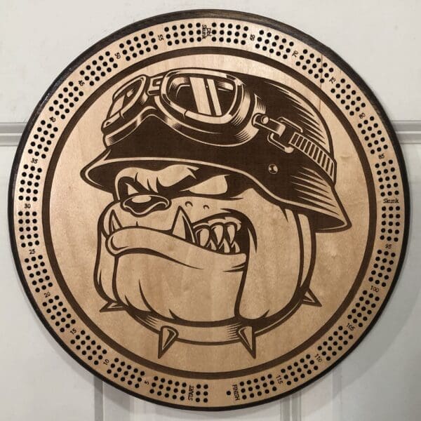 Fighting Bulldog Cribbage Board | 3-Track, 120-Point Round Game with Pegs & Cards