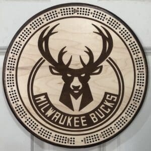 Milwaukee Bucks Cribbage Board | 3-Track, 120-Point Round Game with Pegs & Cards