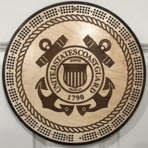 Coast Guard Cribbage Board | 3-Track, 120-Point Round Game with Pegs & Cards