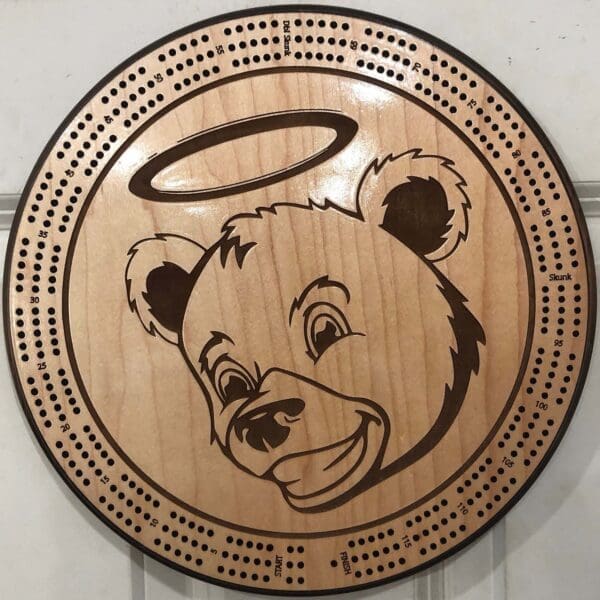 Hershey Cubs – Bear Head Cribbage Board | 3-Track, 120-Point Round Game with Pegs & Cards