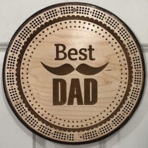 Best Dad Moustache Cribbage Board | 3-Track, 120-Point Round Game with Pegs & Cards