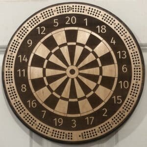 Dart Board Design Cribbage Board | 3-Track, 120-Point Round Game with Pegs & Cards