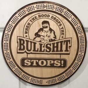 Welder Cribbage Board | 3-Track, 120-Point Round Game with Pegs & Cards