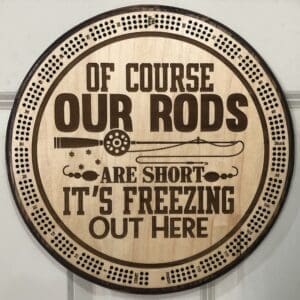 Ice Fishing Humor Cribbage Board | 3-Track, 120-Point Round Game with Pegs & Cards