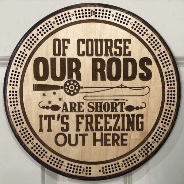 Ice Fishing Humor Cribbage Board | 3-Track, 120-Point Round Game with Pegs & Cards