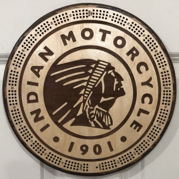 Indian Motorcycles Cribbage Board | 3-Track, 120-Point Round Game with Pegs & Cards