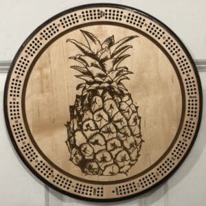 Pineapple Cribbage Board | 3-Track, 120-Point Round Game with Pegs & Cards