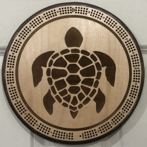 Sea Turtle Cribbage Board | 3-Track, 120-Point Round Game with Pegs & Cards