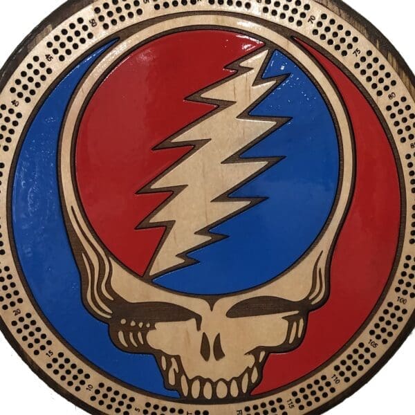 Grateful Dead Stealie Cribbage Board | 3-Track, 120-Point Round Game with Pegs & Cards - Image 6