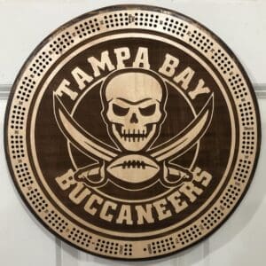 Tampa Bay Buccaneers Cribbage Board | 3-Track, 120-Point Round Game with Pegs & Cards