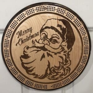 Merry Christmas, Retro Santa Cribbage Board | 3-Track, 120-Point Round Game with Pegs & Cards