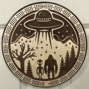 Bigfoot Alien Cribbage Board | 3-Track, 120-Point Round Game with Pegs & Cards