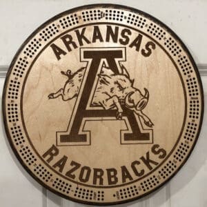 Arkansas Razorbacks Cribbage Board | 3-Track, 120-Point Round Game with Pegs & Cards