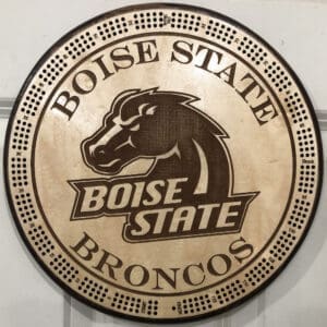 Boise State Broncos Cribbage Board | 3-Track, 120-Point Round Game with Pegs & Cards