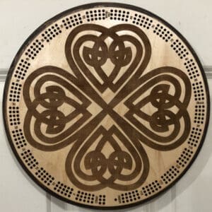 Celtic Clover Cribbage Board | 3-Track, 120-Point Round Game with Pegs & Cards