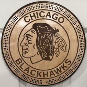 Chicago BlackHawks Cribbage Board | 3-Track, 120-Point Round Game with Pegs & Cards