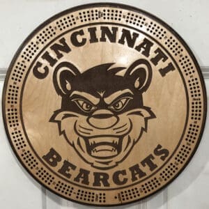 Cincinnati Bearcats Cribbage Board | 3-Track, 120-Point Round Game with Pegs & Cards