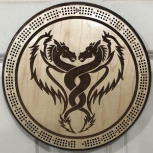 Double Dragon Cribbage Board | 3-Track, 120-Point Round Game with Pegs & Cards