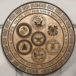 Thank You for Your Service Cribbage Board | 3-Track, 120-Point Round Game with Pegs & Cards