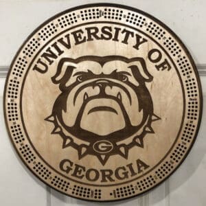 Georgia University Cribbage Board | 3-Track, 120-Point Round Game with Pegs & Cards