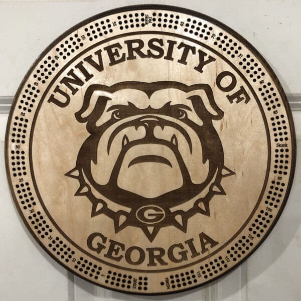 Georgia University Cribbage Board | 3-Track, 120-Point Round Game with Pegs & Cards