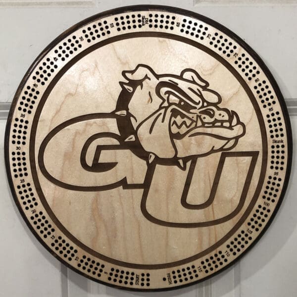 Georgia University (GU) Cribbage Board | 3-Track, 120-Point Round Game with Pegs & Cards