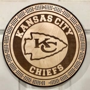 Kansas City Chiefs Cribbage Board | 3-Track, 120-Point Round Game with Pegs & Cards