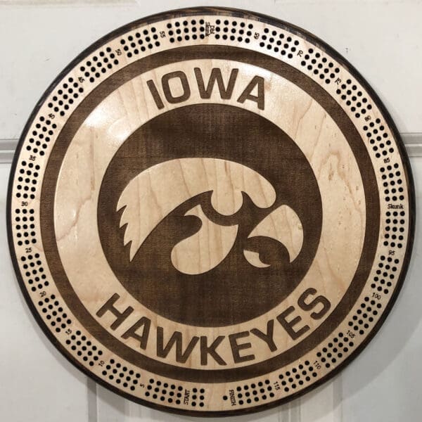 Iowa Hawkeyes Cribbage Board | 3-Track, 120-Point Round Game with Pegs & Cards