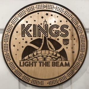 Sacramento Kings Cribbage Board | 3-Track, 120-Point Round Game with Pegs & Cards