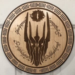 LOTR Eye of Sauron Cribbage Board | 3-Track, 120-Point Round Game with Pegs & Cards