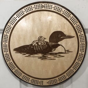 Loons on the Lake Cribbage Board | 3-Track, 120-Point Round Game with Pegs & Cards