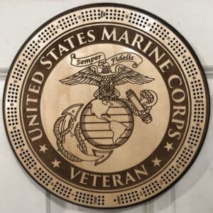 Marine Veteran Cribbage Board | 3-Track, 120-Point Round Game with Pegs & Cards